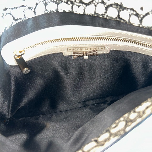 Henri Bendel Black and Cream Clutch with Chain Strap - Picture 4 of 10